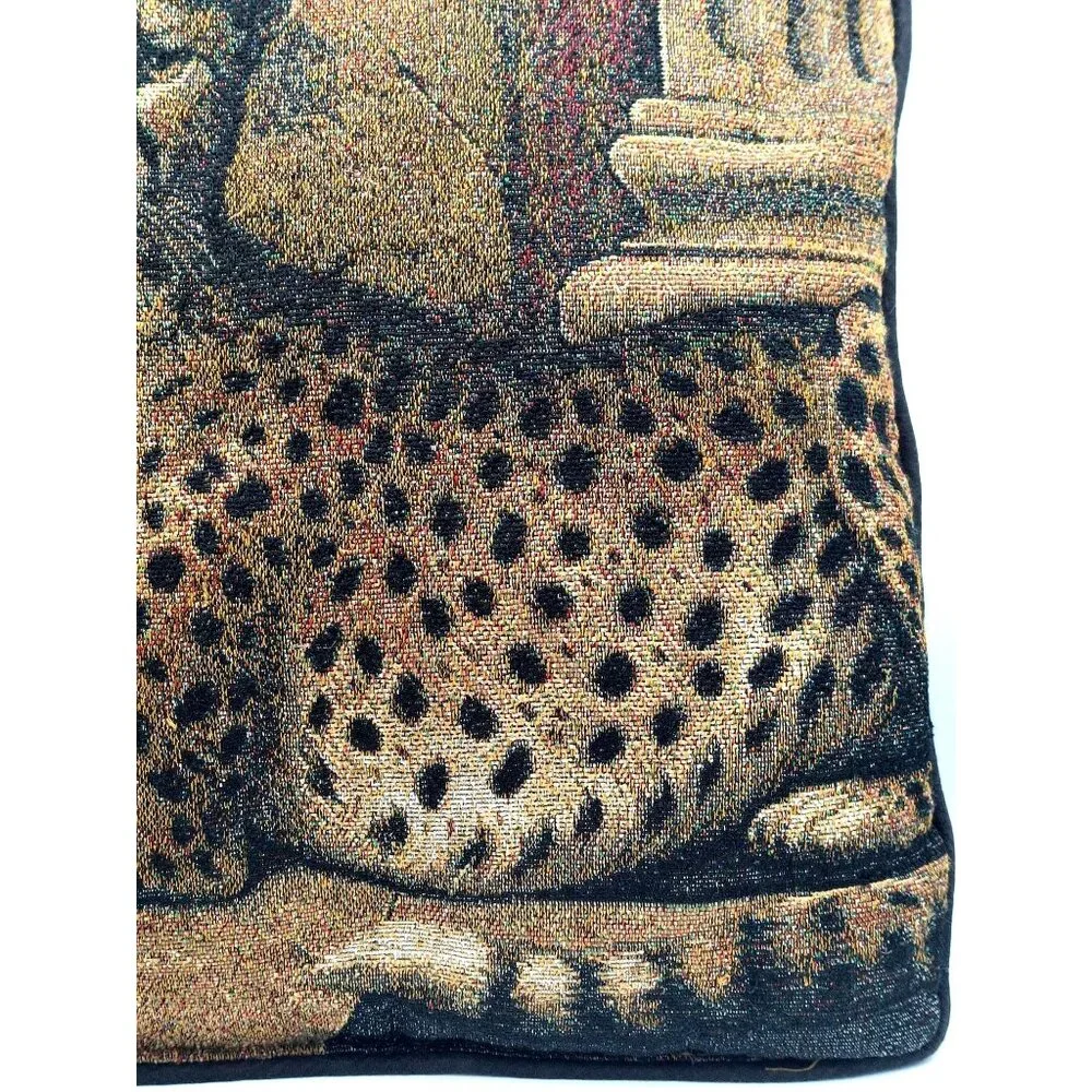 Vtg Mohawk Home Cheetah Tapestry Decorative Throw Pillow